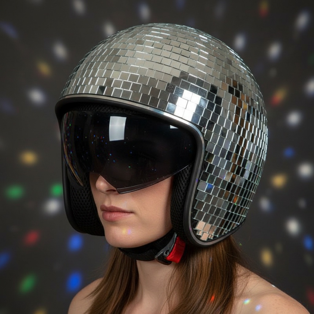 Diskokugle Hjelm | 70'erne Disco Hat / Hue / Hjelm - Hovedtilbehør - Temashop