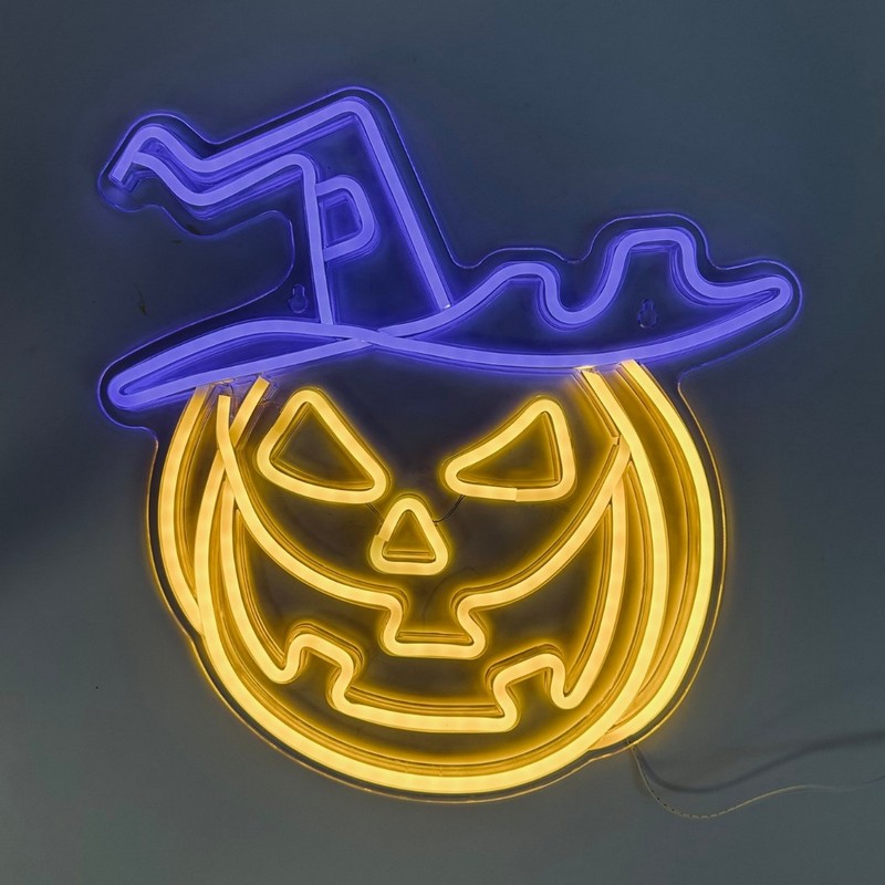 Græskar Halloween LED Neon Skilt