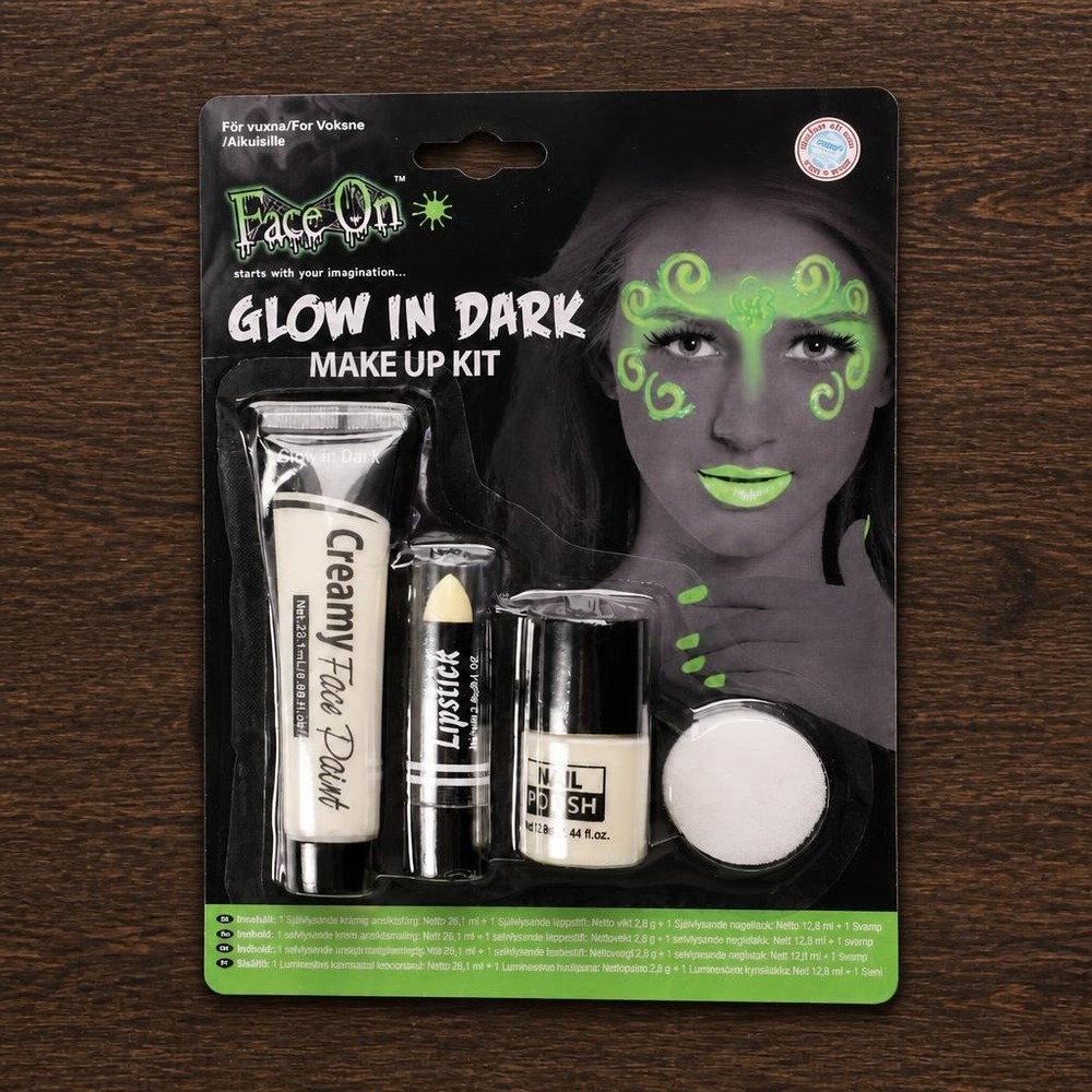 Selvlysende Make Up Sæt (3 x 16 x 21,5 cm) | UV / Neon Sminke / Makeup - Makeup / Negle - Temashop