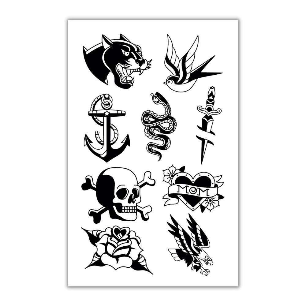Retro Sømand Falske Tatoveringer | Punker Falske tatoveringer - Festtilbehør - Temashop