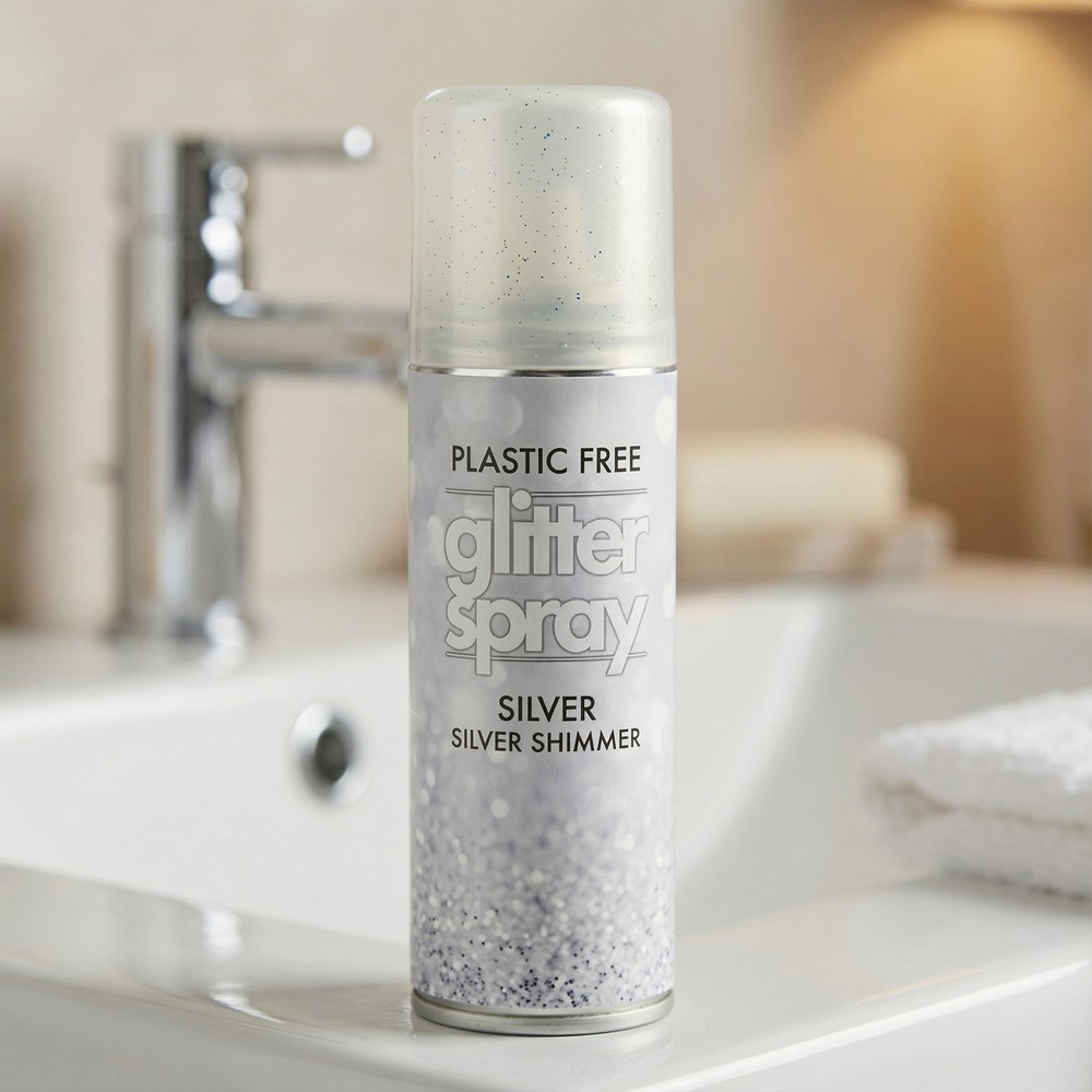 Hår- Og Kropsspray Glitter Sølv | Sølv tema Hårspray - Hovedtilbehør - Temashop