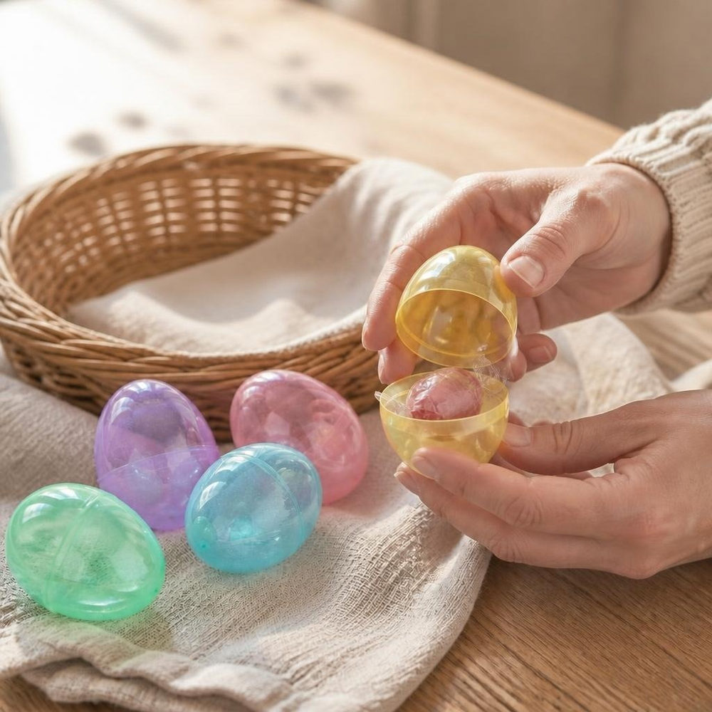 Plast Påskeæg Pastel - 12 stk (6 x 4,5 x 4,5 cm) | Påske Påskepynt - Temashop