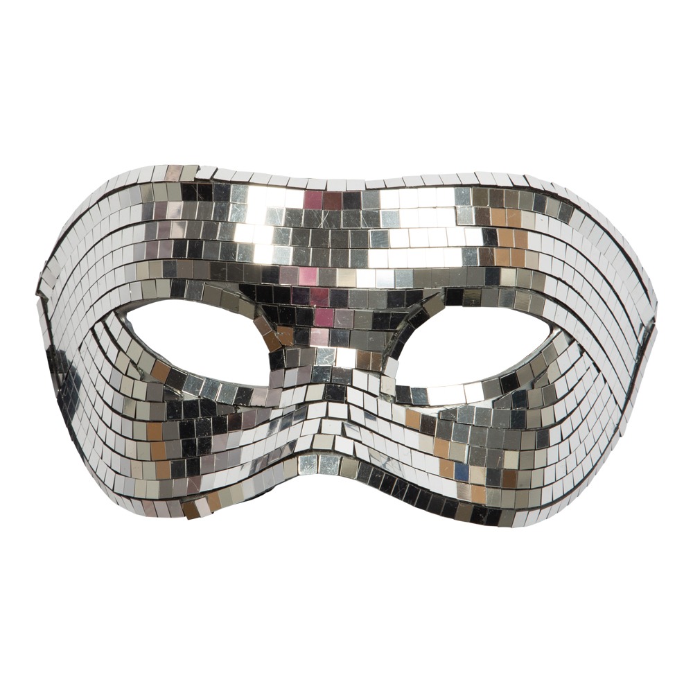 Diskokugle Halvmaske Sølv | Sølv tema Maske - Hovedtilbehør - Temashop
