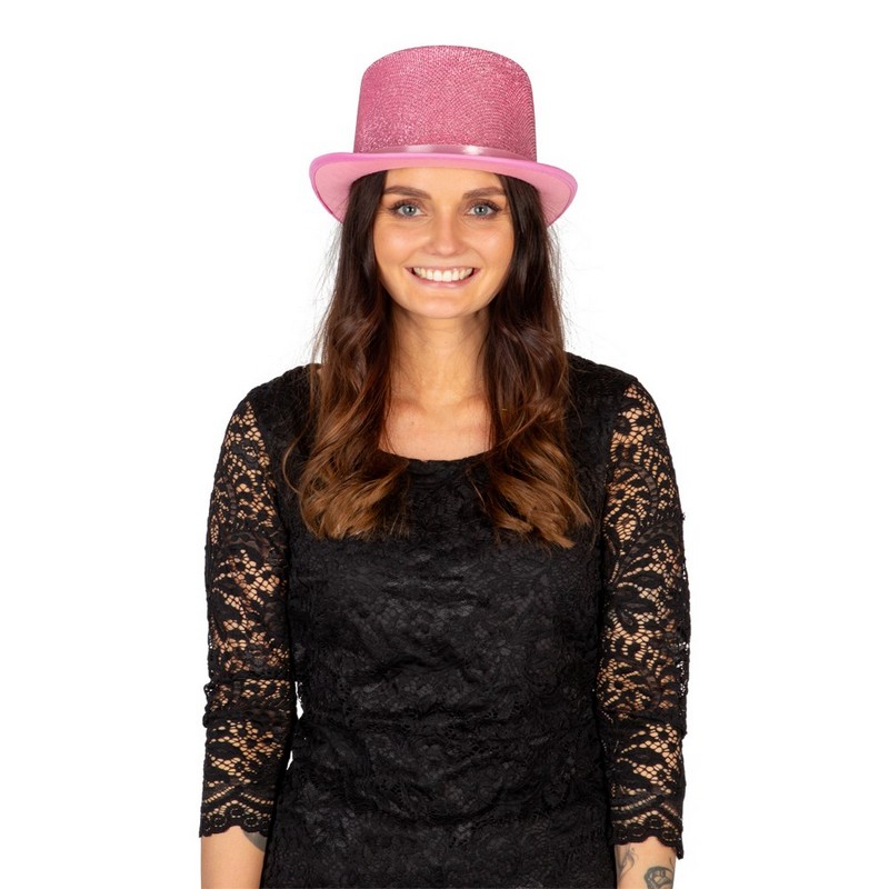 Tophat Lyserød | Pink tema Hat / Hue / Hjelm - Hovedtilbehør - Temashop