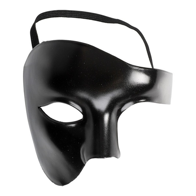 Phantom Halvmaske Sort | Masquerade Maske - Hovedtilbehør - Temashop