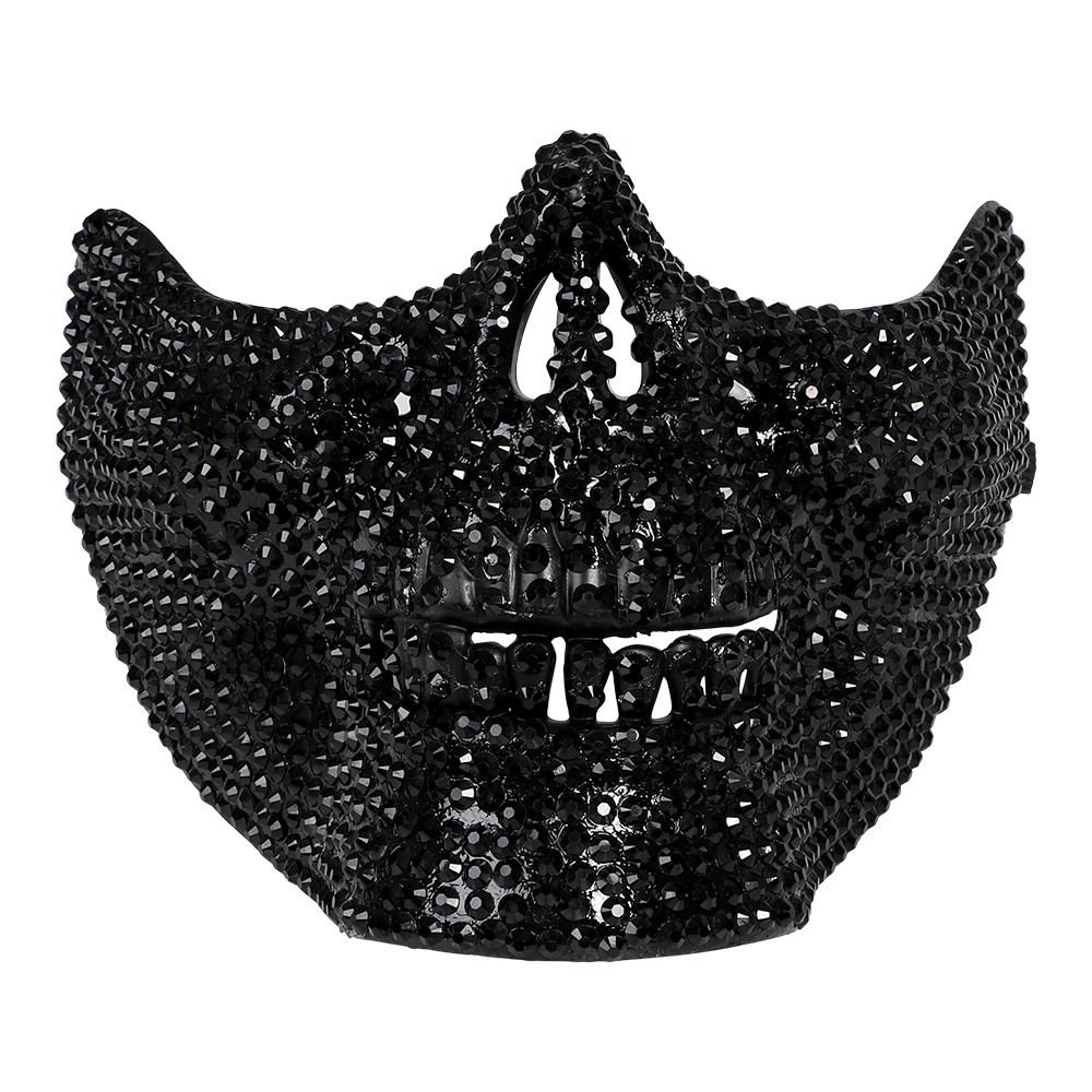 Skelet Halvmaske Med Rhinsten Sort