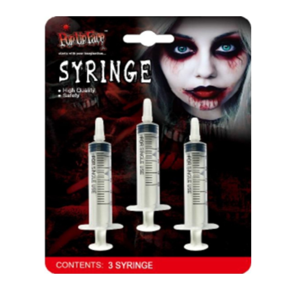 Tomme Sprøjter - 3 stk | Halloween Props - Temashop