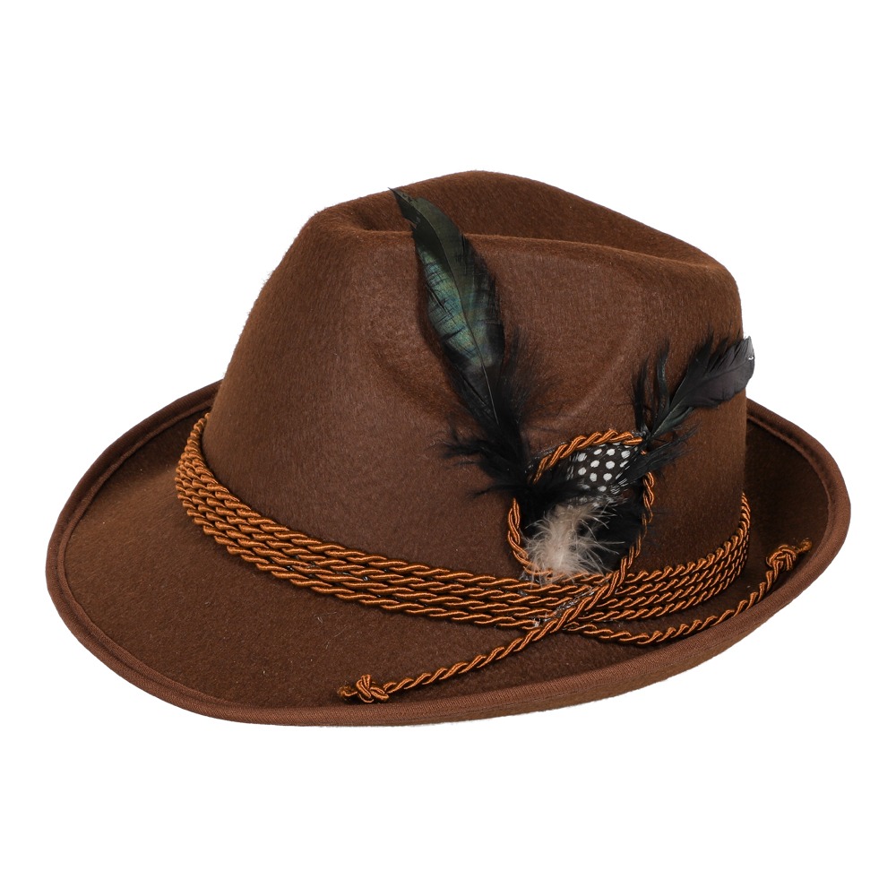 Oktoberfest Tyrolerhat Brun | Oktoberfest Hat / Hue / Hjelm - Hovedtilbehør - Temashop
