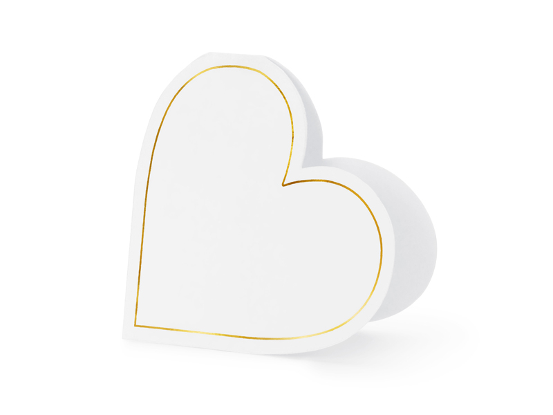 Hjerte Bordkort Hvid/Guld - 10 stk (15 cm) - Temashop