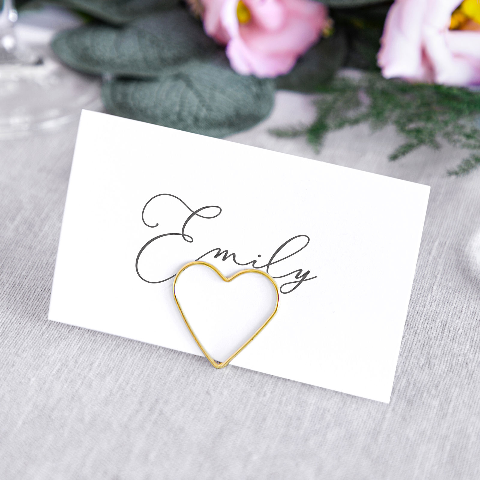 Hjerte Bordkortholdere Guld - 10 stk (2,5 cm) - Temashop