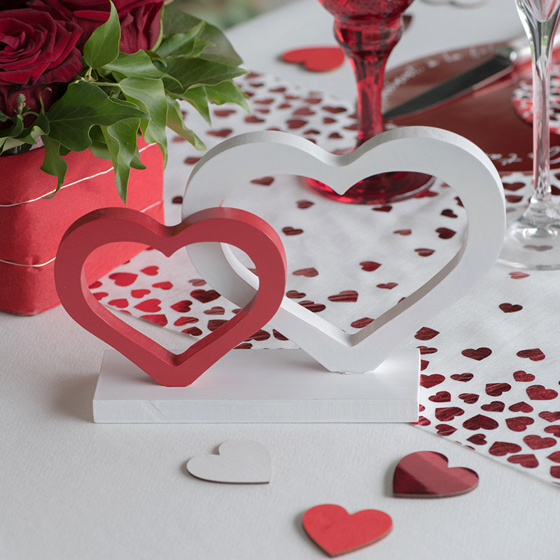 Hjerte Dekoration Træ - 1 stk (20,5 x 5 x 13,5 cm) | Valentinsdag Centerpieces - Temashop