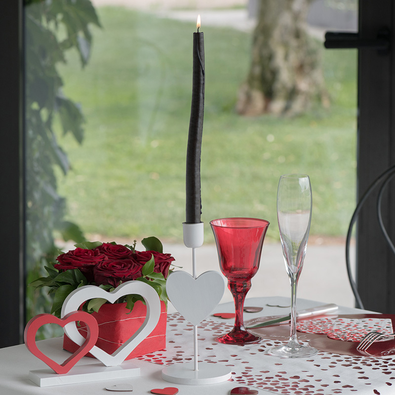 Hjerte Lysestage Hvid - 1 stk (10 x 23,5 cm) | Valentinsdag Lys / lysestager - Temashop
