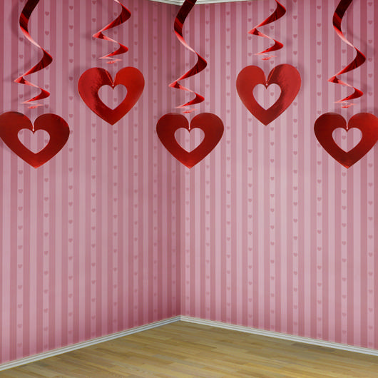Hjerte Swirls Rød - 5 stk (60 cm) | Valentinsdag Spiraler/string - Temashop