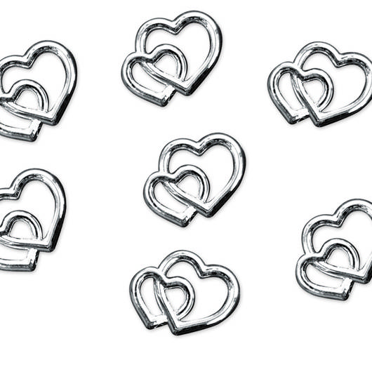 Hjerter Bordpynt Sølv - 25 stk (1 cm) - Temashop