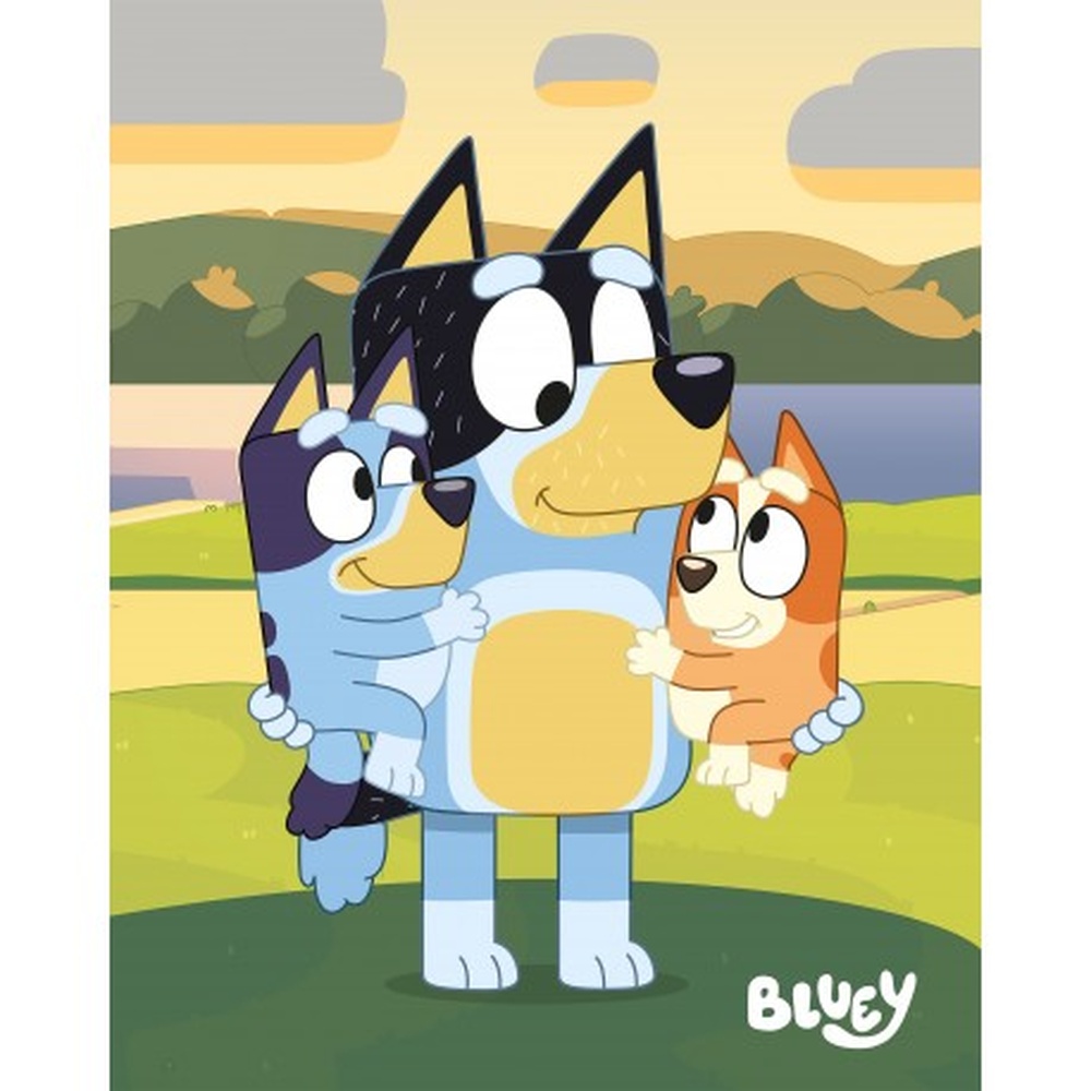 Bluey Familie Fleecetæppe (130 x 170 cm) | Bluey Tæpper - Temashop