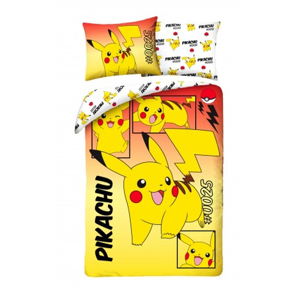 Pokémon Pikachu Bomuld Sengetøj (140 x 200 cm & 70 x 90 cm) | Pokemon Sengetøj - Temashop