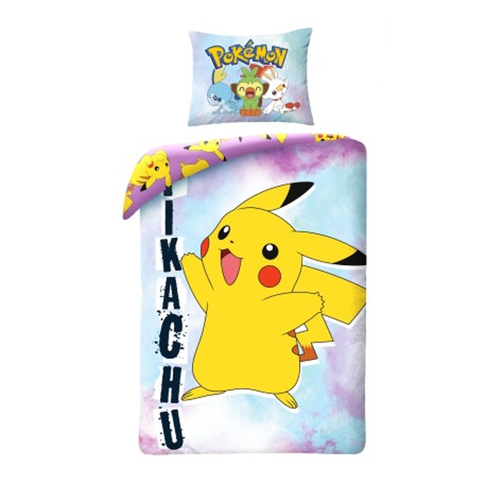 Pokémon Pikachu Pastel Bomuld Sengetøj (140 x 200 cm & 65 x 65 cm) | Pokemon Sengetøj - Temashop