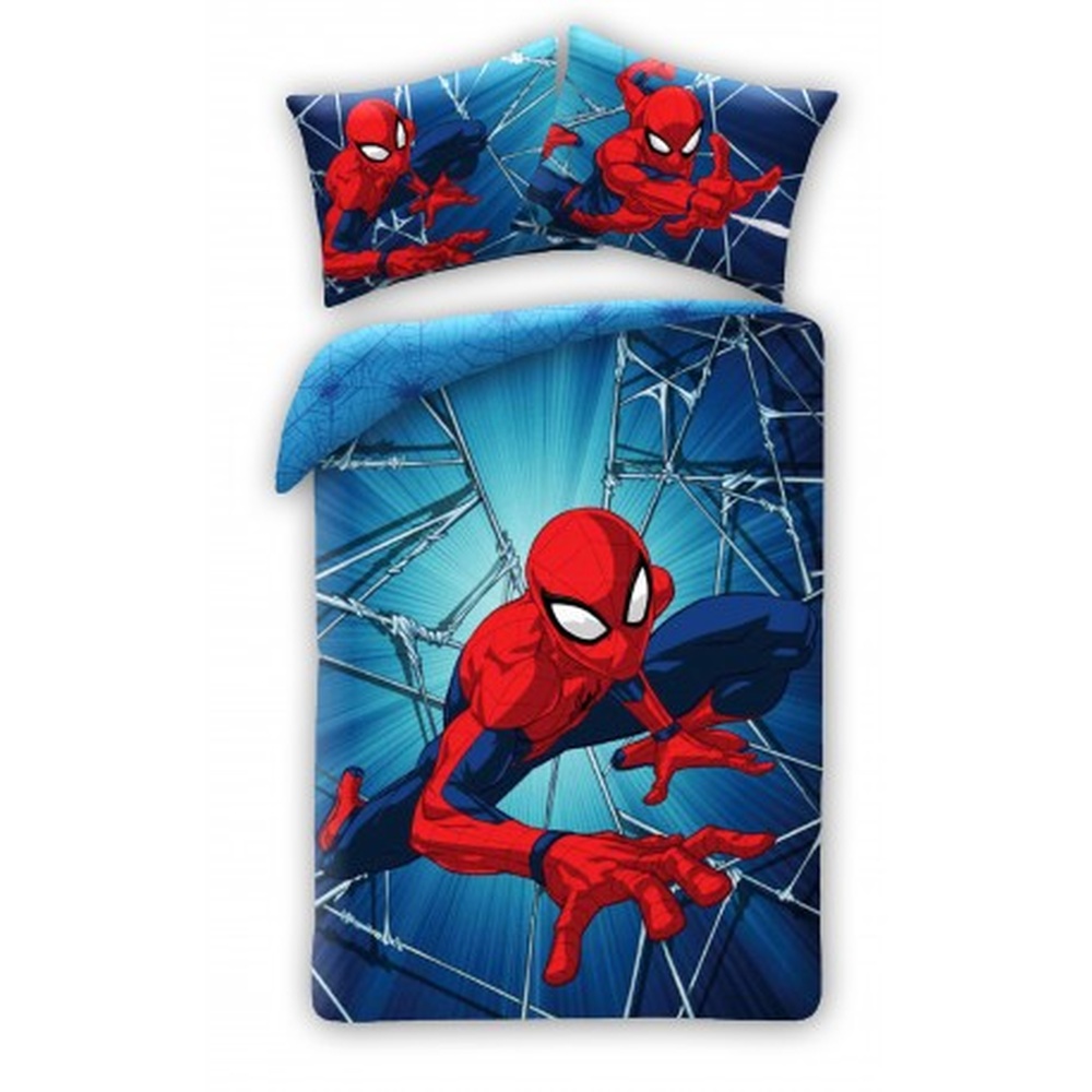 Spiderman Action Bomuld Sengetøj (140 x 200 cm & 50 x 70 cm) | Spider-Man Sengetøj - Temashop