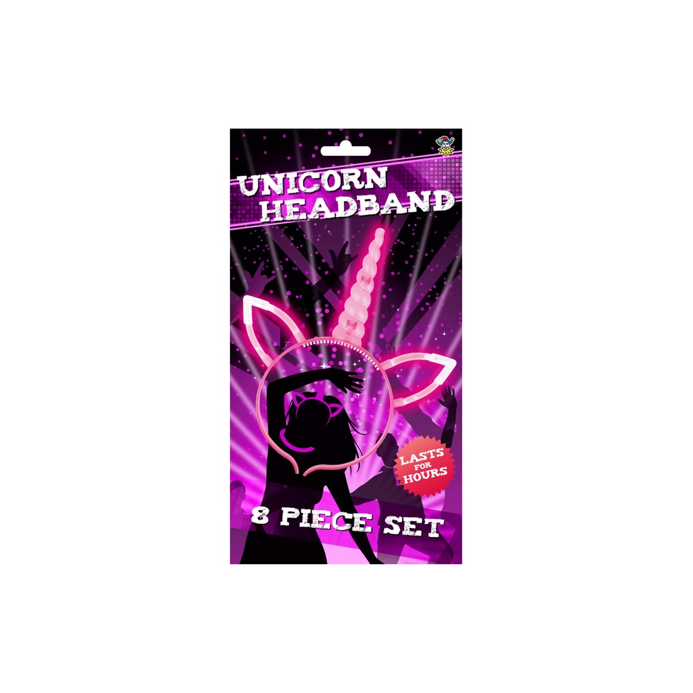 Glow Unicorn Hårbøjle (22 cm) | Enhjørning Hårbøjle / Pandebånd / Hårbånd - Hovedtilbehør - Temashop