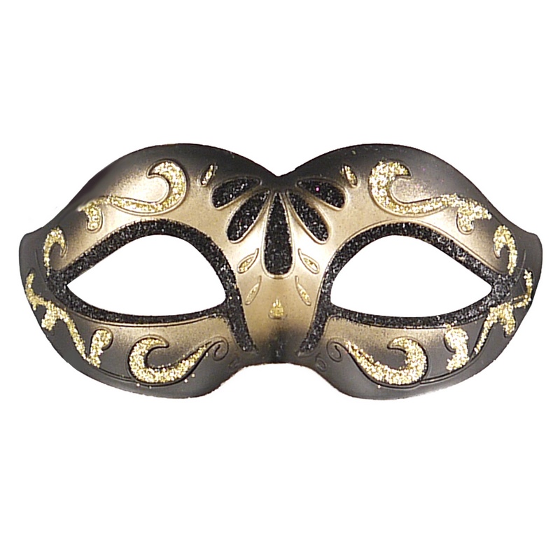 Maskerade Øjenmaske Sort/Guld | Masquerade Maske - Hovedtilbehør - Temashop
