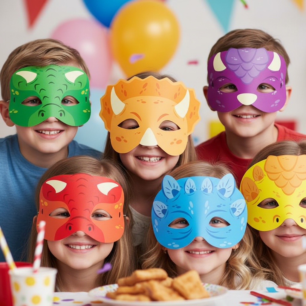 Dinosaurmasker - 6 stk | Dinosaurus Maske - Temashop