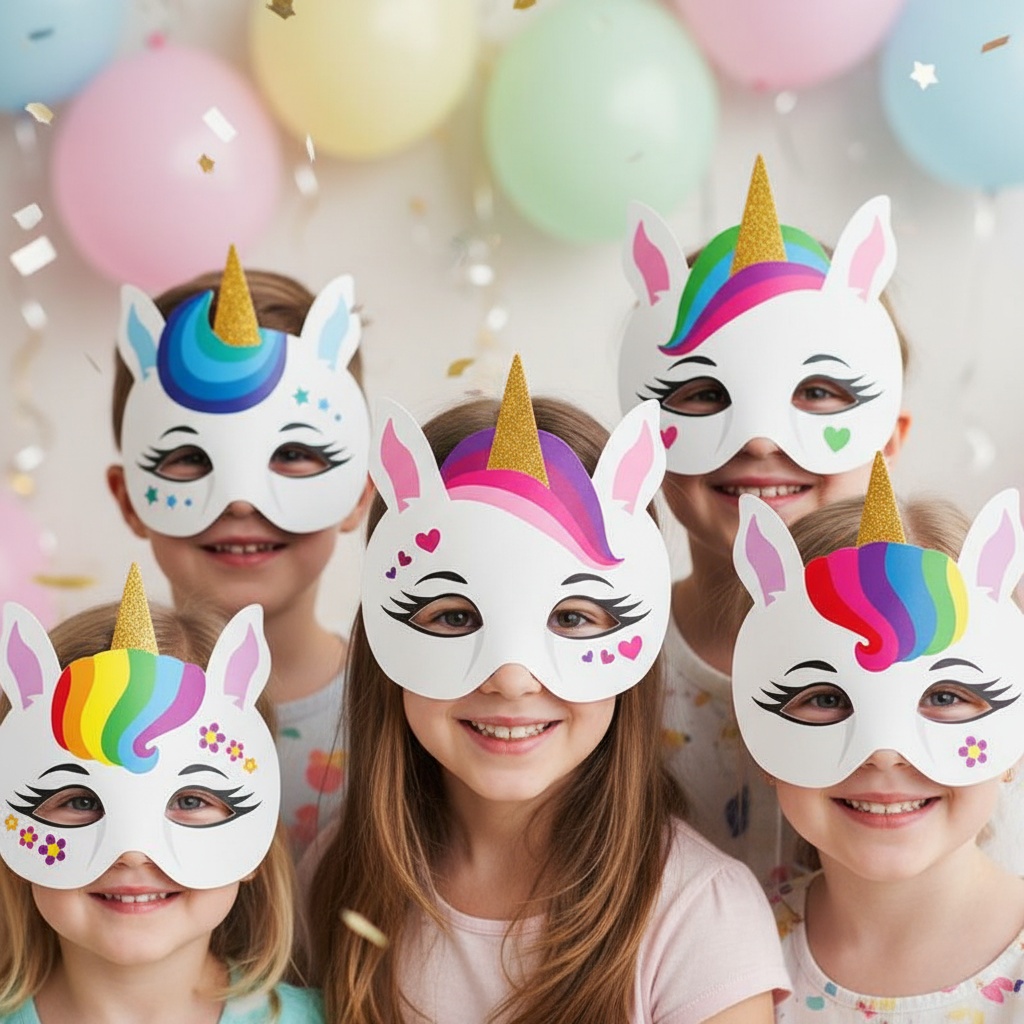 Enhjørningemasker - 6 stk | Enhjørning Maske - Temashop
