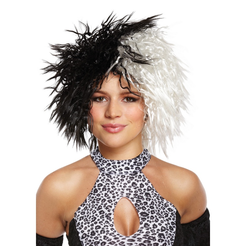 Uglet Paryk Sort/Hvid | Cruella de Ville Paryk - Hovedtilbehør - Temashop