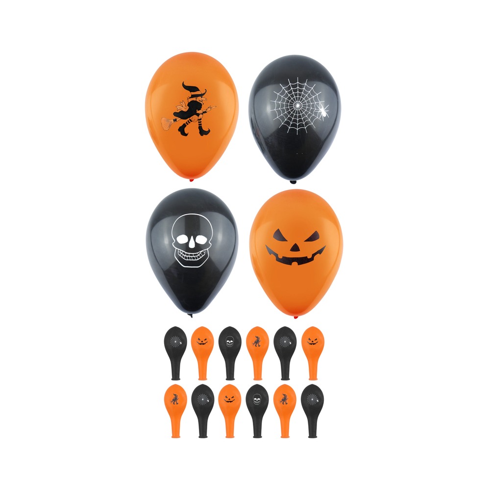 Halloween Balloner Med Motiver Orange/Sort