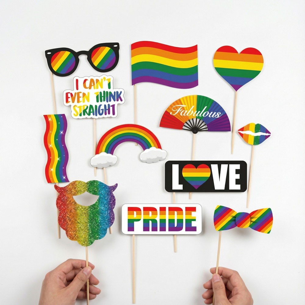 Pride Fotorekvisitter - 12 stk | Pride Photobooth - Temashop