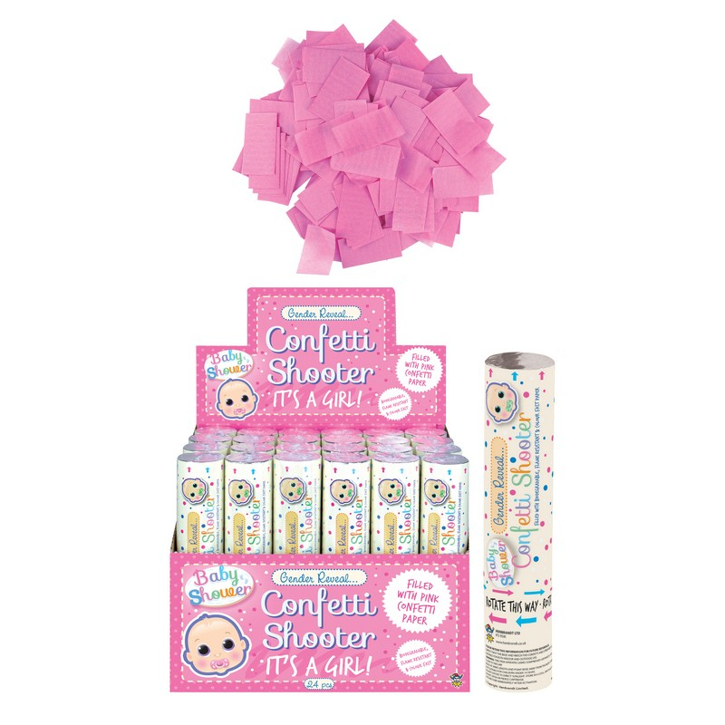 It's A Girl Bionedbrydelige Konfettirør Lyserød - 1 stk (20 cm) | Babyshower Konfetti - Temashop