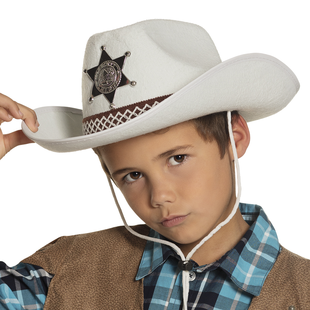 Børnecowboyhat Hvid | Det vilde vesten Hat / Hue / Hjelm - Hovedtilbehør - Temashop
