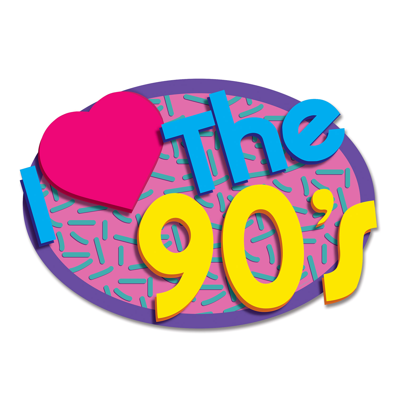 I Love The 90's Udskæringer - 2 stk (55 cm) | 90'erne Retro Cutouts - Temashop