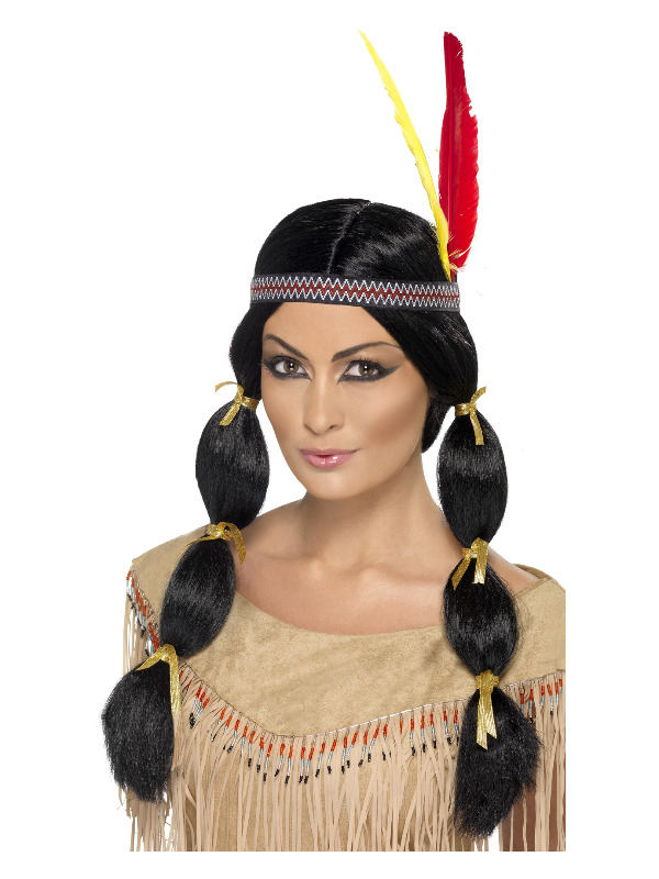 indianerprinsesse paryk tilbehoer sorte parykker