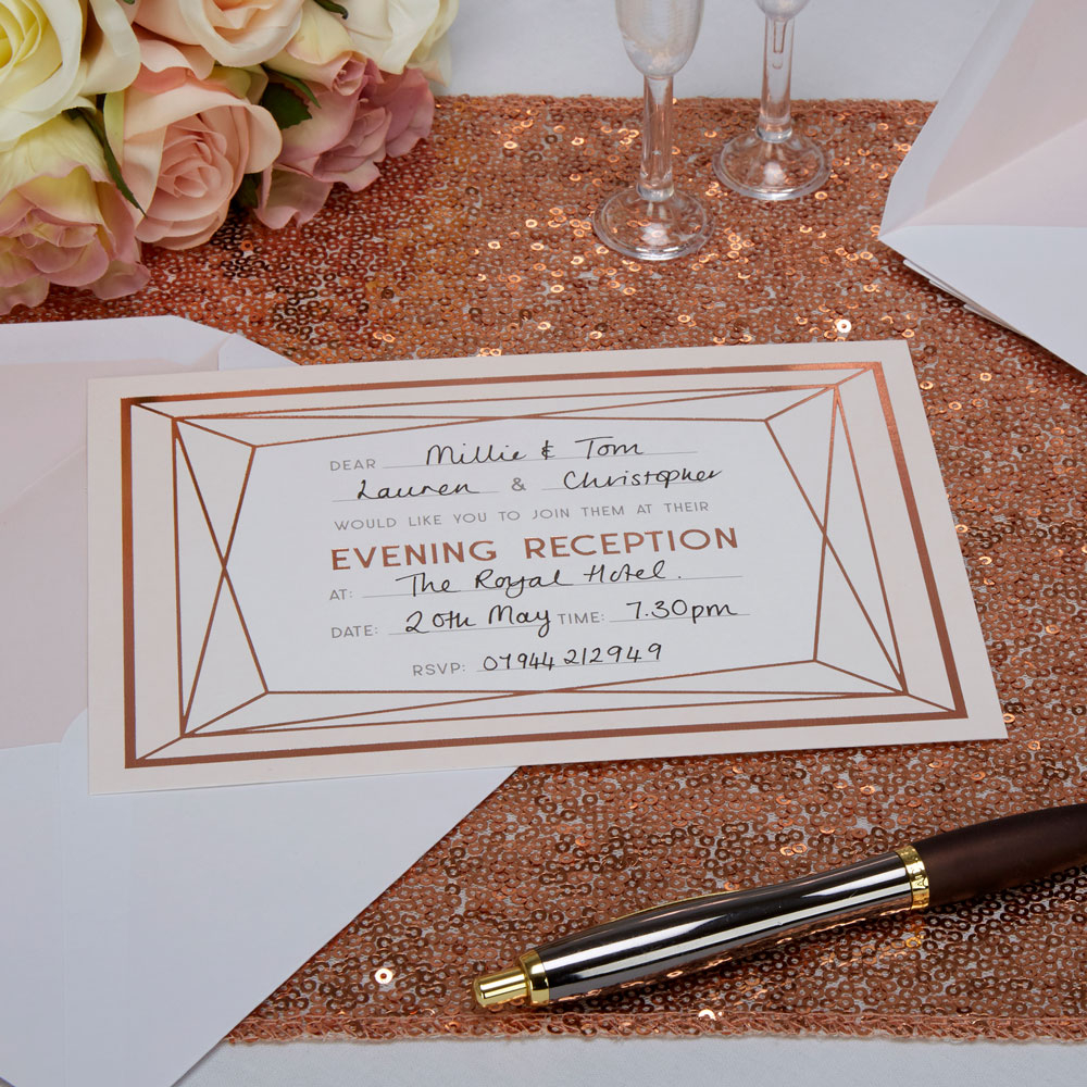Invitationer Geo Blush - 10 stk (12,5 x 18 cm) - Temashop