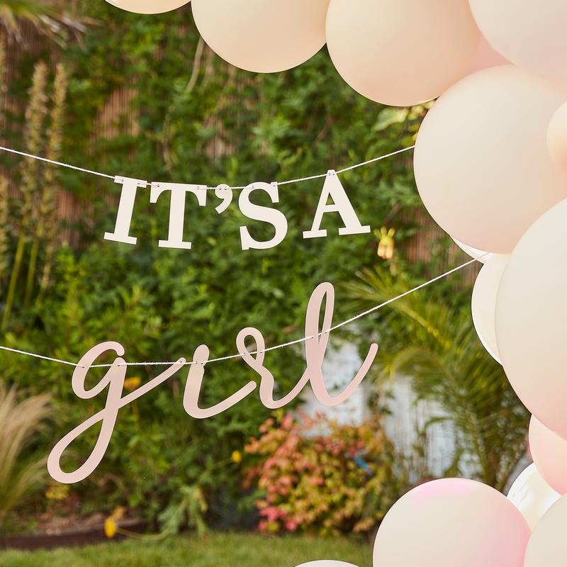 It's A Girl Guirlande Hvid/Rosa