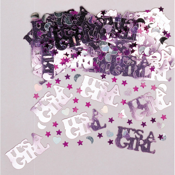 It's A Girl Konfetti Metallisk Lyserød - 1 pose (14 g) | Babyshower Konfetti - Temashop