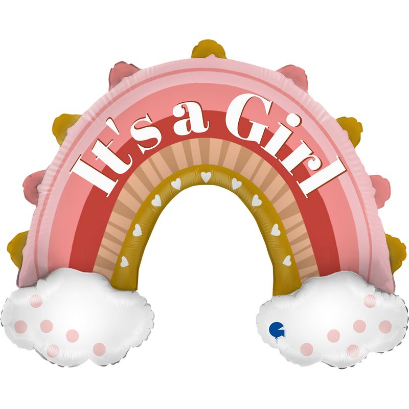 It&#39;s A Girl Regnbue Folieballon Lyserød