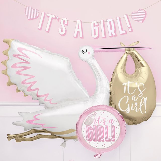 It&#39;s A Girl Stork Mega Folieballon