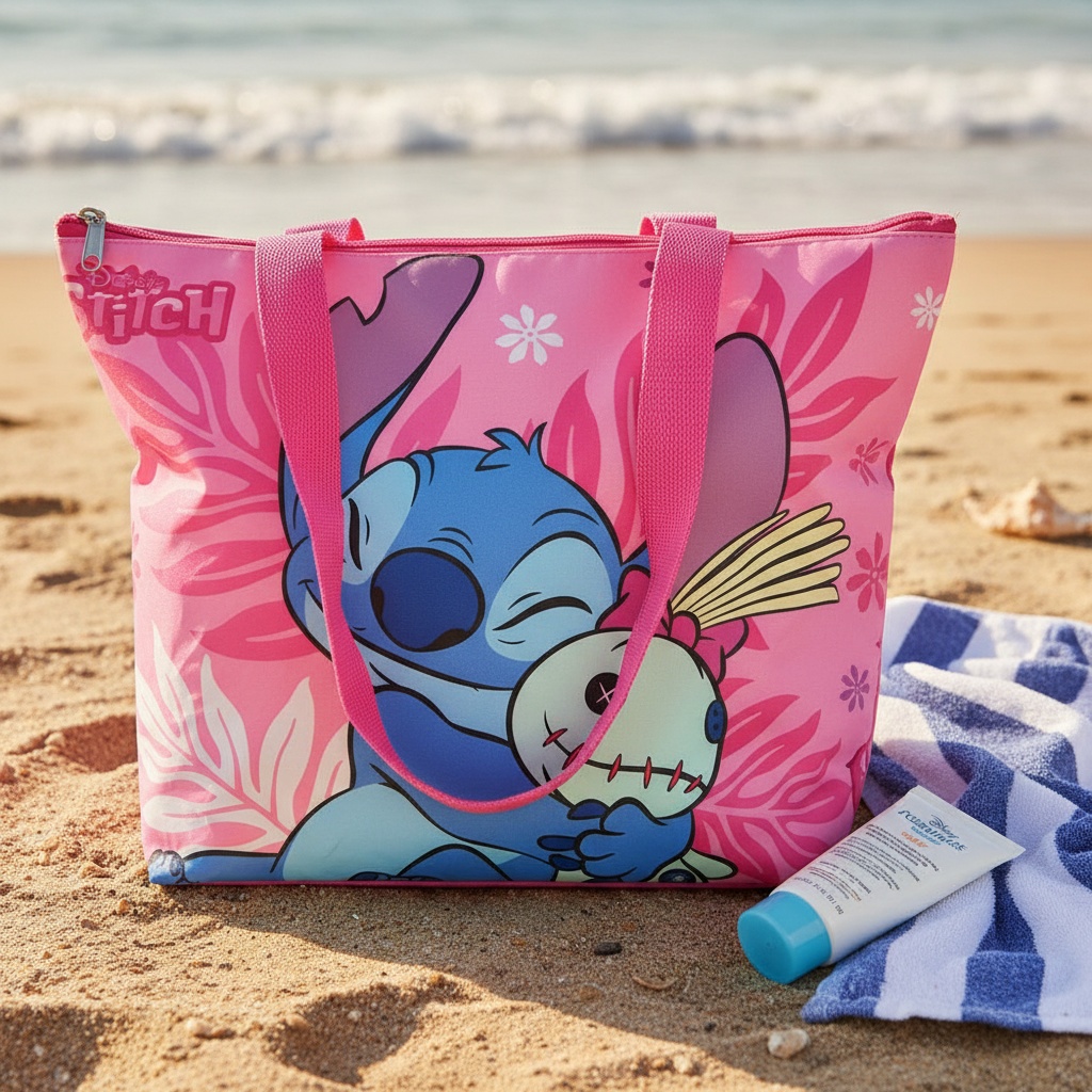 Lilo & Stitch Scrump Strandtaske Lyserød (47 x 33 x 15 cm) | Lilo & Stitch Taske / Pung - Temashop