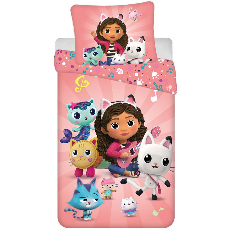 Gabbys Dukkehus Musik Bomuld Sengetøj (140 x 200 & 70 x 90 cm) | Gabbys Dollhouse Sengetøj - Temashop