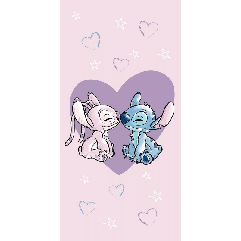 Lilo & Stitch Love Badehåndklæde (70 x 140 cm) | Lilo & Stitch Håndklæder - Temashop