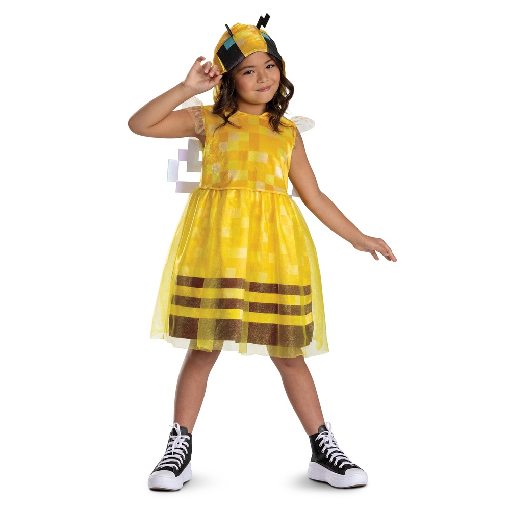 Minecraft Bee Girl Børnekostume - Animationer kostume til børn i størrelserne 104-128 | Minecraft udklædning til børn - Temashop