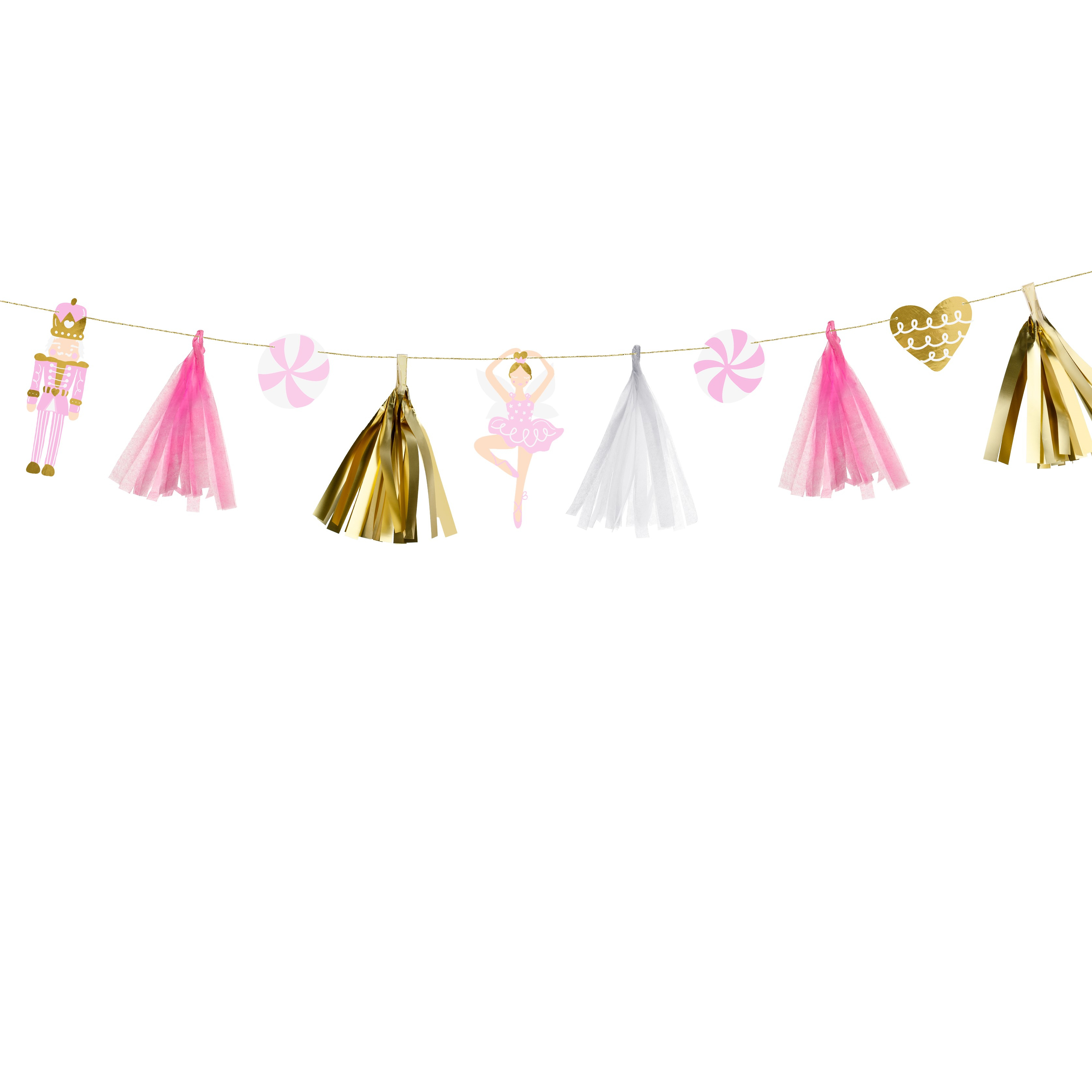 Julefigurer Guirlande Lyserød - 1 stk (2,3 m) | Julepynt Guirlander - Temashop