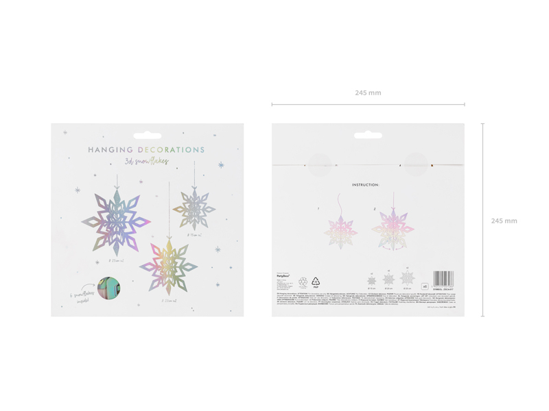 Julepynt Snefnug Iriserende - 6 stk (15 - 25 cm) | Julepynt Spiraler/string - Temashop