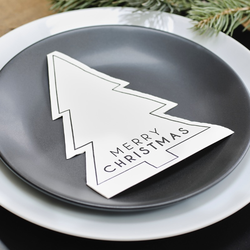 Juletræ Merry Christmas Servietter - 16 stk (33 x 24,8 cm) | Juletræ Servietter - Temashop