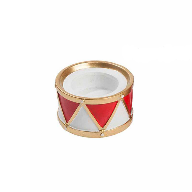 Juletromme Fyrfadsstager - 2 stk (4 x 7 cm) | Julepynt Lys / lysestager - Temashop