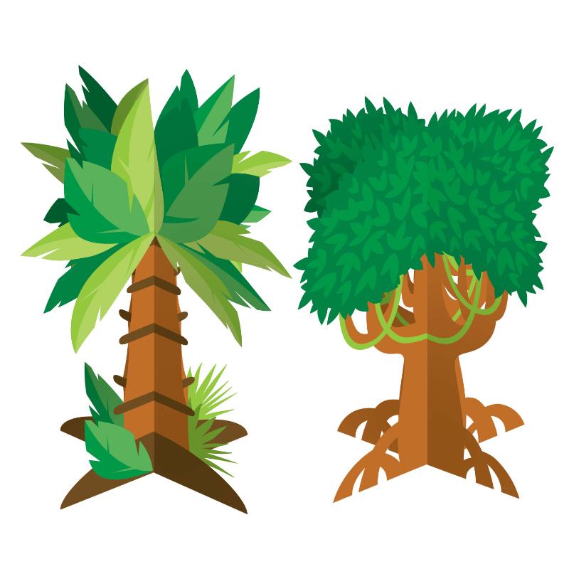 Jungle 3D Borddekorationer - 2 stk (21,5 x 30 cm) | Jungle tema Centerpieces - Temashop