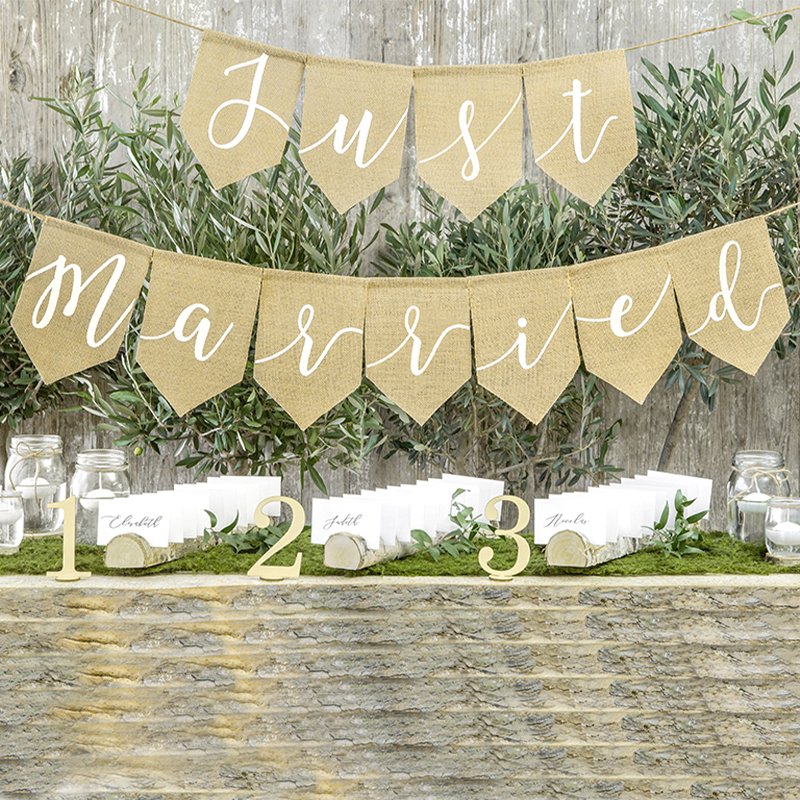 Just Married Jute Flagguirlande