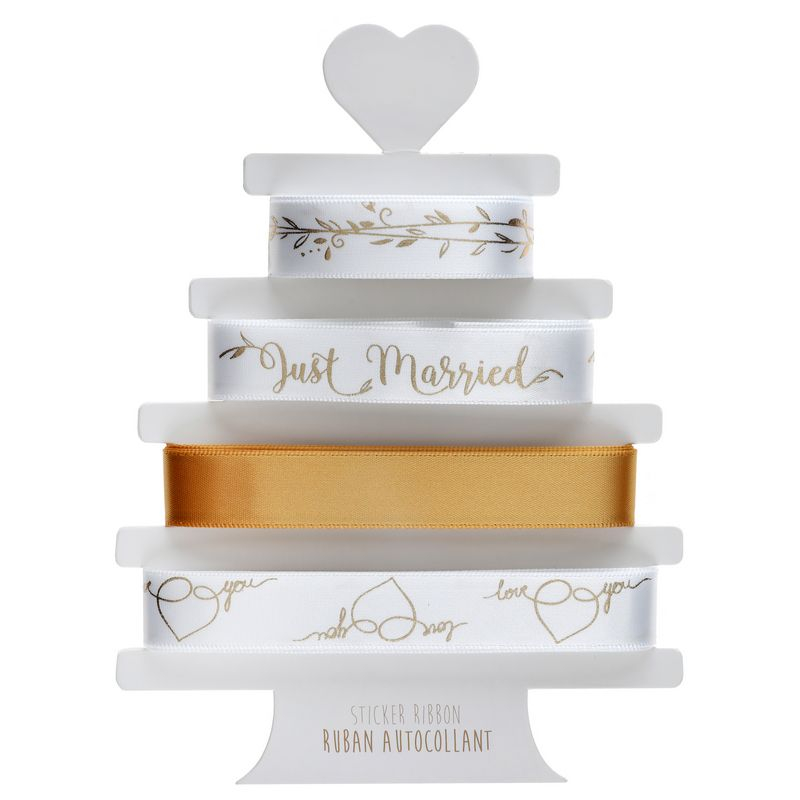 Just Married Klistermærkebånd - 4 stk (15 mm x 2 m) | Bryllup Bånd - Temashop