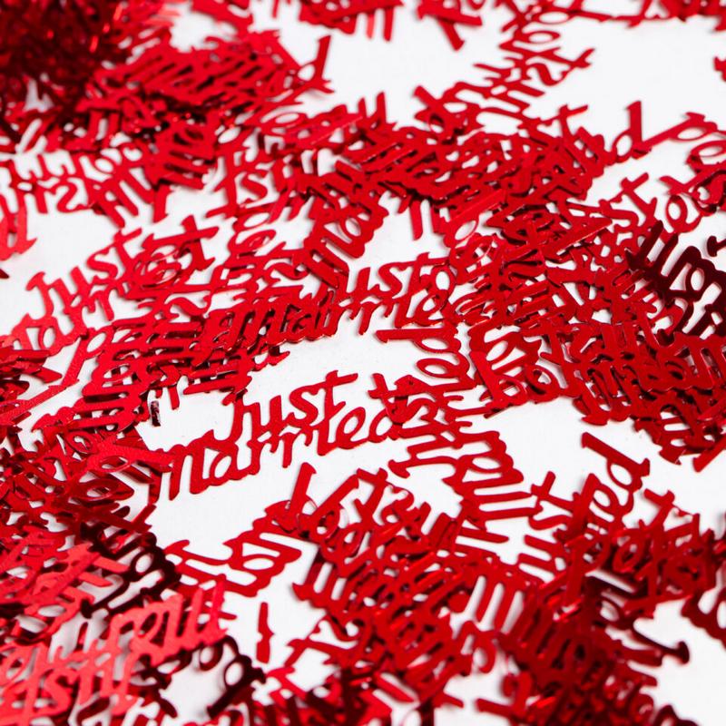 Just Married Konfetti Rød - 1 pose (14 g) | Bryllup Konfetti - Temashop